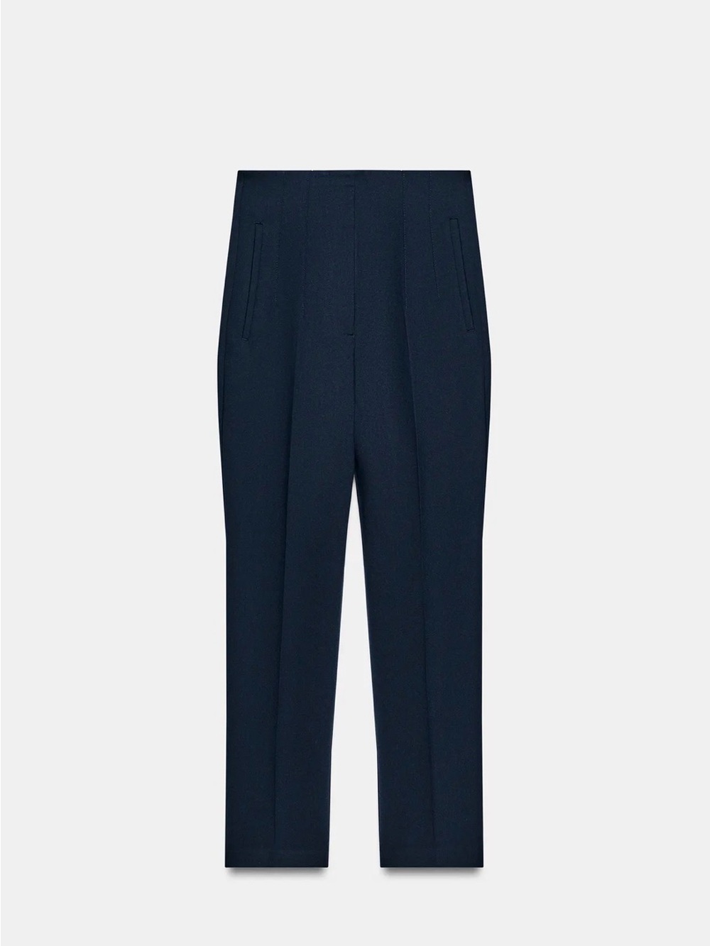 Zara Navy High-Waist Tapered Pants
